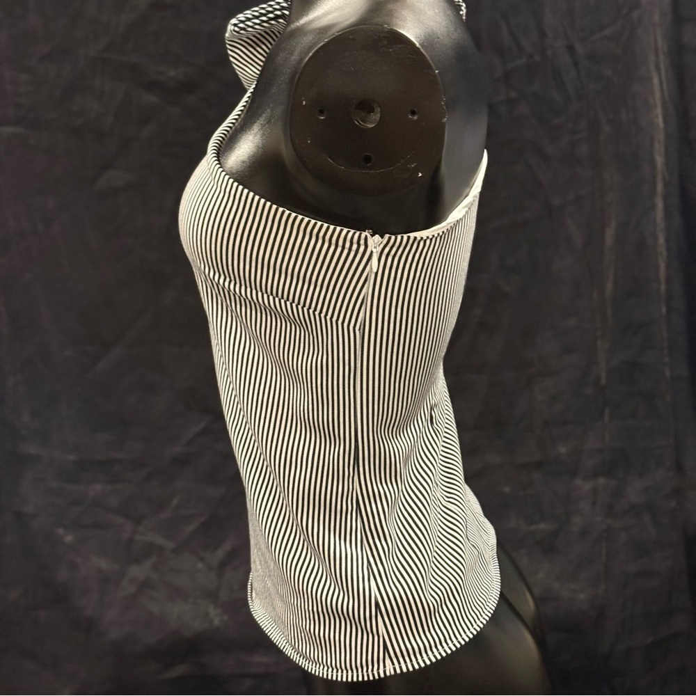 Banana Republic Black and White One-Shoulder Striped Blouse - Picture 3 of 7